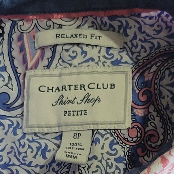 💚Charter Club Shirt Shop 8P Paisley Pastel Boho Roll Tab - Picture 6 of 6